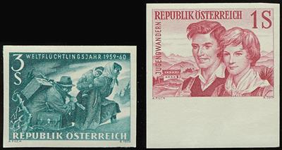 ** - Österreich Nr. 1074 U (Weltflüchtlingsjahr) und 1076 U (Jugendwandern), - Stamps