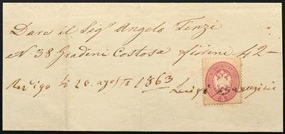 (Poststück) - Venetien Nr. 16 als STEMPELMARKE verwendet auf Teil eines Dokumentes von Rovigo (20.08.1863), - Stamps