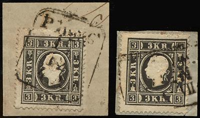 Briefstück - Österr. Nr. 11 I ax (beide R normal) und 11 I ay (beide R verstümmelt), - Známky
