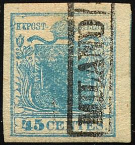 gestempelt/Briefstück - Lombardei 1850/1854 - Speziallos der Nr. 5 (45 Centes) Type I - 15 Stück, - Známky
