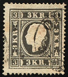 gestempelt - Österr. Nr. 11 I "Bulldoggenkopf" mit schwarzen Stpl., - Stamps