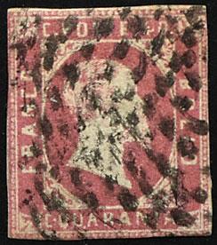 gestempelt - Sardinien Nr. 3 (40 Centesimi rosa) angeschnitten, - Stamps