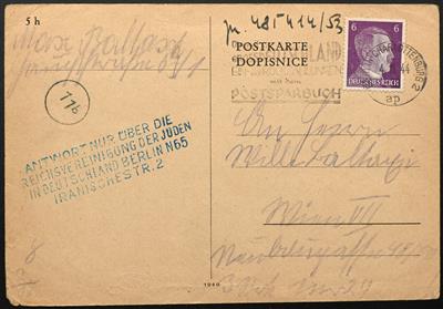 Poststück - D.Reich Theresienstadt 1944: 3 Postkarten von Berlin nach Wien mit jeweils versch. Rückantwort-Stempeln, - Známky