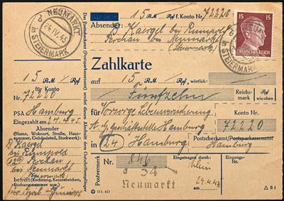 Poststück - Ostmark 1945 Steiermark: 11 frankierte Zahlkarten vom Februar bis April 1945, - Známky