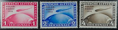 ** - D.Reich Zepp. Flug  Nr. 456/58 (Polarfahrt), - Známky