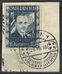 Ö Briefstück - 1936 10 Schilling Dollfuss - Známky