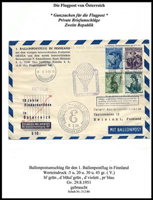 Poststück - Österr. 1967/60 7 private Ballonpostumschläge f. d. Flüge (1. Ballonpostflg. in Finnland, - Briefmarken