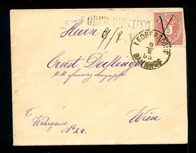 Österreich Poststück - 1885 "OBER PIESTING/8.8. V"bahnamtlicher Zweizeiler auf Brief von Leobersdorf nach Wien, - Francobolli