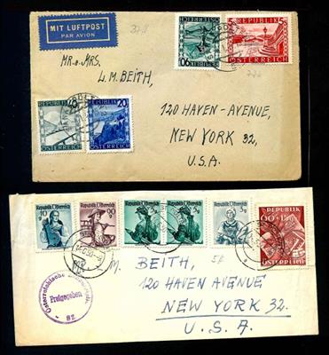 Partie Poststücke Österr. ca. 1946/1950 meist in die USA, - Briefmarken und Ansichtskarten