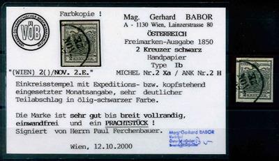 .Û - 4 Stück Österr. Nr. 2H - dabei 1 Stück mit kopfstehend eingesetzter Datumsangabe, - Briefmarken und Ansichtskarten