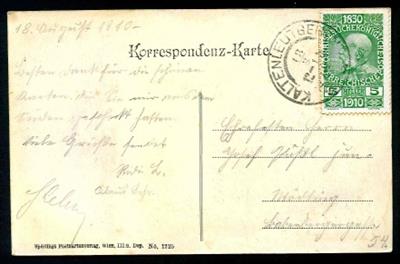 1910 "KALTENLEUTGEBEN a/ 18.8.10"Ersttagsstempel - Stamps