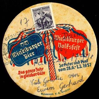 1958 "Wieselburger Bier/ Wieselburger - Briefmarken und Ansichtskarten