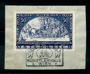 Briefstück - Österr. I. Rep. - WIPA glatt mit Künstlerhaus - Sonderstempel UB "b" vom 26.6. auf Briefstück, - Briefmarken und Ansichtskarten