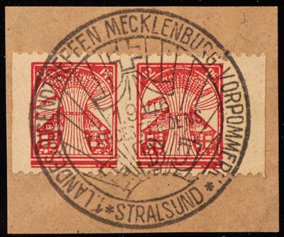 Briefstück - Sowjet. Zone - Mecklenburg Vorpommern Nr. 18IbUs im waagrechten Paar auf Briefstück, - Známky