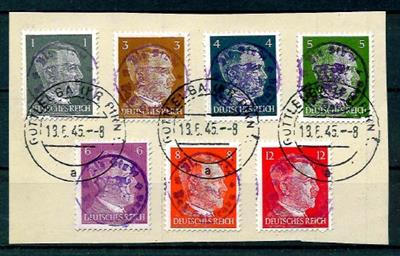 Deutschland Alliierte Besetzung Briefstück - 1945 Bad Gottleuba: Bunt-Frankatur von 7 Freimarken mit Aufdruck, - Briefmarken und Ansichtskarten