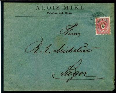 Österr. 1887/89 "BUDAPEST/BECS 1" und "BUDAPEST-PRAGERHOF" je mit 5 Kr. rosa auf 2 Briefen nach Wien bzw Sagor, - Briefmarken und Ansichtskarten