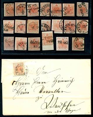 gestempelt/Briefstück/Poststück - Partie Österr. Nr. 3H/M, - Briefmarken und Ansichtskarten