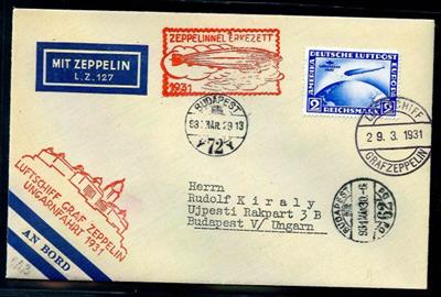Zeppelinpost - Ungarnfahrt 1931 - Bordpost (29.3.) frankiert mit Mi Nr. 438 nach Budapest (29.3.), - Stamps