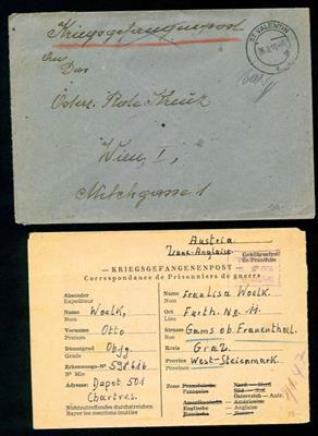 1945/47 Kriegsgefangenenpost: 7 interessante Belege aus St. Valentin, - Francobolli