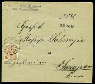 Bosnien 1881 - Nr. 7I auf rekom. Brief von BIHAC über BANJALUKA nach SARAJEVO, - Francobolli