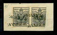 Briefstück - Österr. Ausg. 1850 - Abstempelungen - "RECOM." - 4 Abschläge auf Briefstück mit waagrechtem Paar der Nr. 2H, - Známky