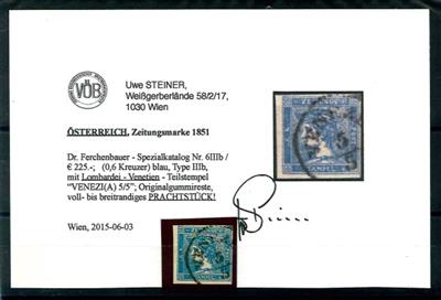 gestempelt - Österr. Nr. 6IIIb mit Lombardei - Venetien Teilstempel von VENETIA, - Briefmarken und Ansichtskarten