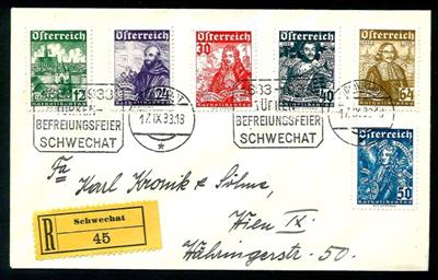 Österr. I. Rep. - Katholiken mit Sonderstempel vom 17.9. auf rekommandiertem Satzkuvert von SCHWECHAT nach Wien IX, - Briefmarken und Ansichtskarten