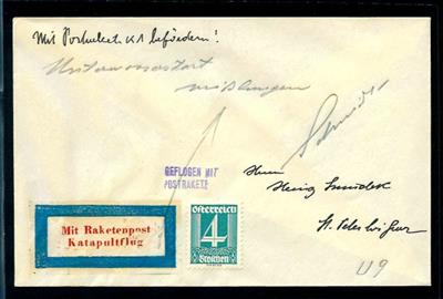 Schmiedl - Raketenpost: Unterwasser - Katapultrakete UK 1 aus 1933 - Kuvert Nr. 9 von 100, - Stamps