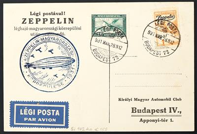 Schweiz 1931/33 ZeppelinUngarnfahrt und WIPAflug, - Briefmarken und Ansichtskarten