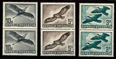 ** - Österr. - Flug 1950/53 in senkrechten Paaren - die 20S in 3 Varianten, - Briefmarken und Ansichtskarten