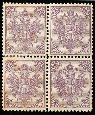 Bosnien * - 1879 Steindruck 25 Kreuzer mattviolett Lz.12 3/4 im Viererblock, - Francobolli