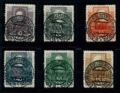 gestempelt - 1931 "Dichter"Serie mit zentrischem Sonderstempel vom Philatelistentag in Innsbruck, - Briefmarken und Ansichtskarten