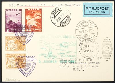 Katapult Österr. 1935 3 seltene Schleuderflugkarten mit schönen Frankaturen und allen Stempeln, - Briefmarken und Ansichtskarten