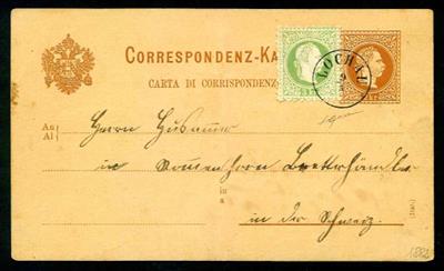 Österr. Abstempelungen Vorarlberg 5 Poststücke aus 1872 / 1882, - Známky