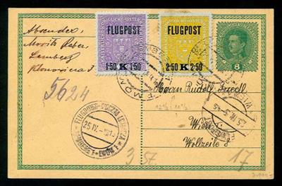 Poststück - Österr. Flugpost 1918 - Karte u. Brief - dabei 2.50K in Mischzähnung, - Stamps