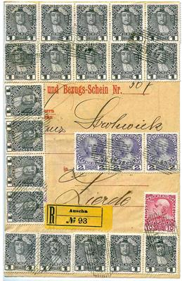 Poststück - 1908/13 8 schöne Belege mit interessanten Mehrfachund Mischfrankaturen, - Briefmarken und Ansichtskarten