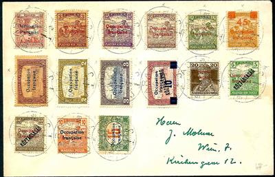 Ungarn 1919 - Französisches Besetzungsgebiet Arad - 26 Werte auf 2 Kuverts, - Stamps