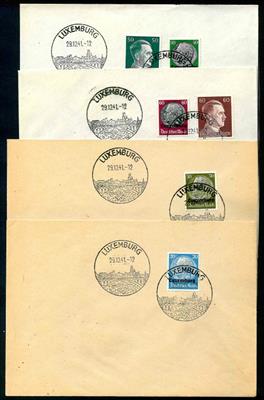 D. Bes. WK II - Luxemburg -ca.59 ungelaufene - philat. Kuverts meist mit Hindenburg -Überdruck - Frankaturen, - Známky