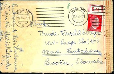 Poststück - Partie Ostmark-Belege aus Wien gegen Kriegsende, - Briefmarken und Ansichtskarten