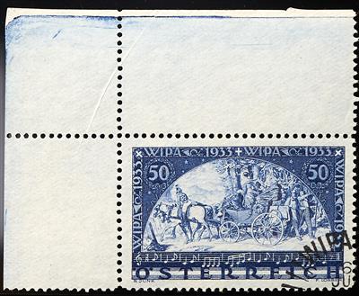 Ö gestempelt - 1933 "WIPA"Marke gewöhnliches Papier mit linker oberer Bogenecke, - Francobolli