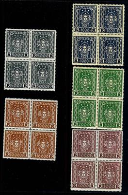 ** - Österr. 1922 Frauenkopf in Viererblöcken, - Briefmarken und Ansichtskarten