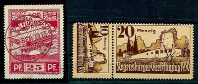 gestempelt/(*) - D.Reich Halbamtliche Flugmarken Nr. 10 gestempelt (Mühlhausen - Feldberg) sowie Nr. 18a+19a (+), - Briefmarken