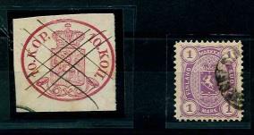 gestempelt - Finnland Nr. 2x mit Federzugentwertung, - Briefmarken