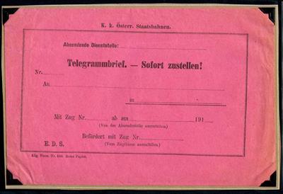 Österr. Monarchie - Formular für Telegrammbriefe der Staatsbahnen, - Briefmarken