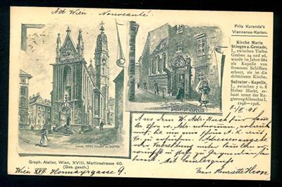 Partie AK Wien - u.a. Kirchen und Denkmäler - etwas "Wien bei Nacht", - Briefmarken