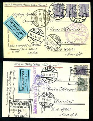 Partie Poststücke und AK Österr. mit div. Ausland - u.a. Flugpost I. Rep. - sowie div. Dubl. **, - Briefmarken