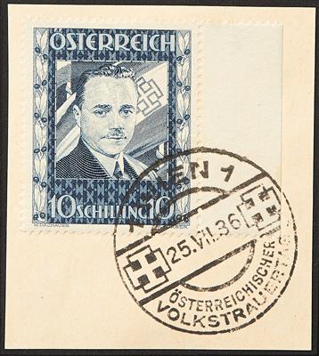 Österreich Briefstück - 1936 10 Schilling Dollfuss mit rechtem Bogenrand und Sonderstempel, - Briefmarken