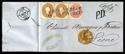 Poststück - Lombardei Nr. 13 (2) + Nr.16 als - Briefmarken