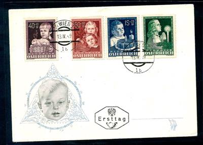 Poststück - Österr. - Partie FDCs und Ersttage aus 1948/49 mit Kindheit, - Stamps