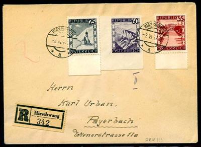 Poststück - Österreich 1947 - Landschaft 60 g trübviolett umgez., - Kožešiny Známky